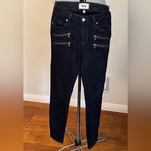 PAIGE “Edgemont” Moto Zip Skinny Jeans — Size 28